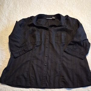 Carroll Reed women's black blouse size 20 W nice vertical design VVGUC